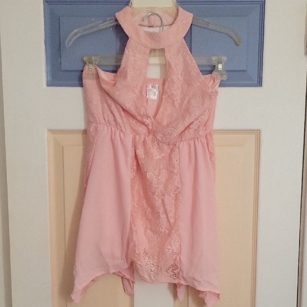 Elegant Pink Lace Halter Top From Venus Appreal